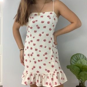 white dress with pink flowers